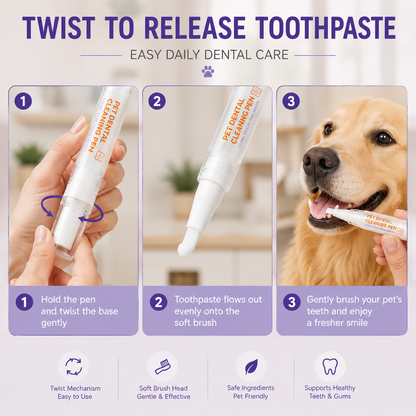 2-in-1 Pet Dental Care Pen | Toothpaste & Brush For Dogs & Cats