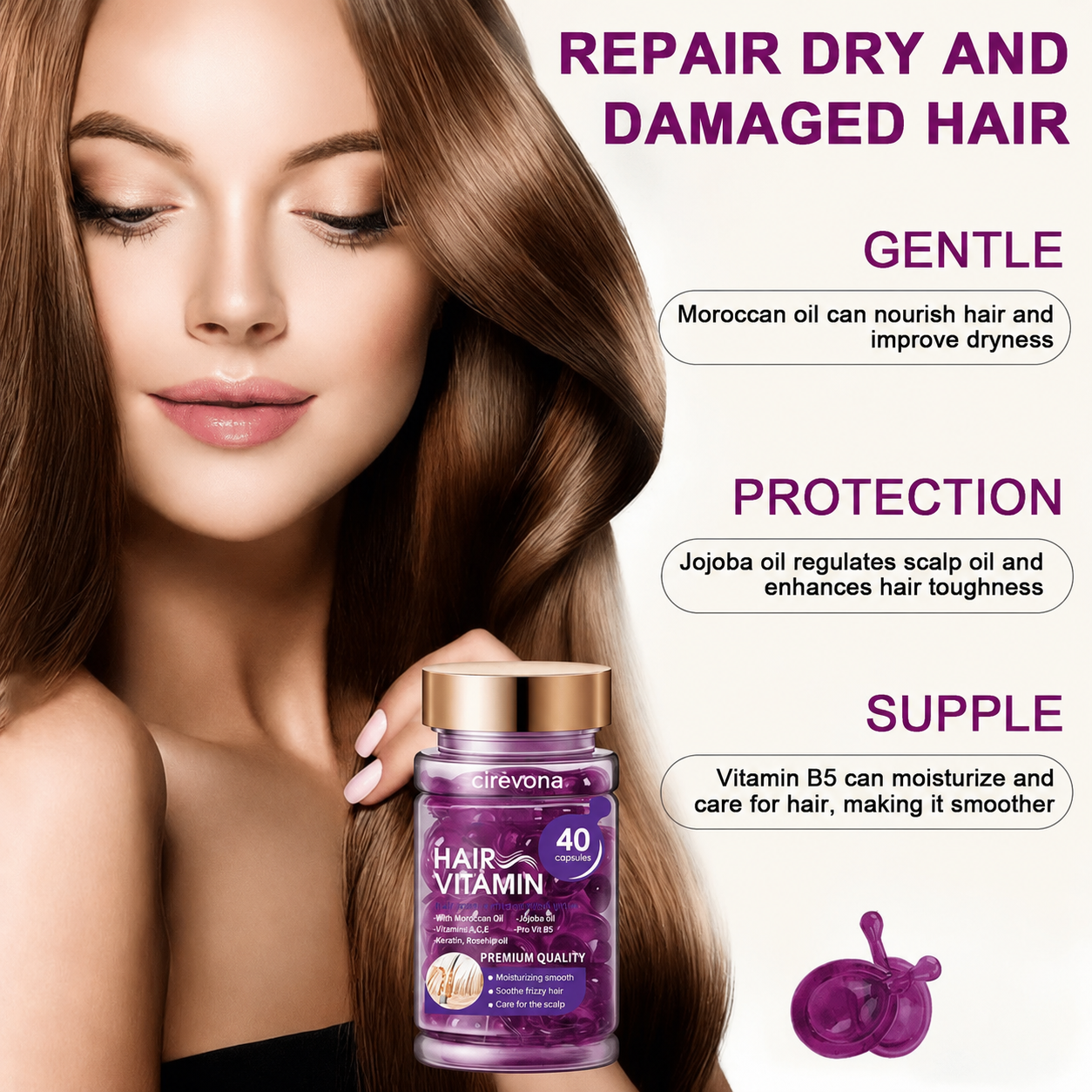 Moroccan Oil Hair Vitamin Capsules – Smooth, Shiny & Frizz-Controlled Hair